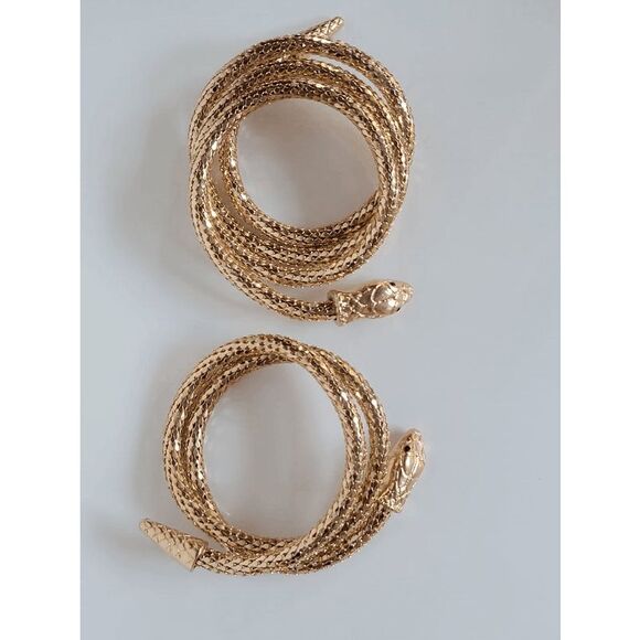 ✨🐍 2PCS Gold Snake Bendable Design Blingy Statement Bracelet & Necklace Set NEW - Picture 4 of 16